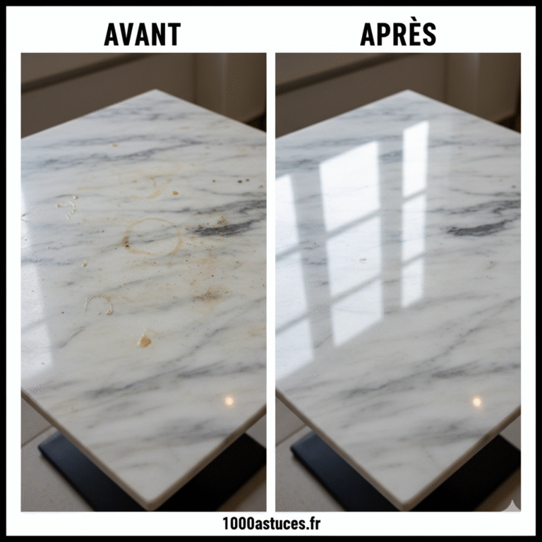 Votre marbre est taché ou terni ? Découvrez des astuces naturelles pour le détacher, le nettoyer et lui redonner tout son éclat sans l’abîmer. Toutes les méthodes sont sur 1000astuces.fr. #marbre #nettoyage #entretien #astucesmaison #pierre