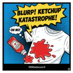 une bouteille de Ketchup renversee sur un t shirt. Astuce natruelle pour enlever tache de ketchup.1000astuces.fr