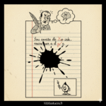 Une feuille d'écriture avec une tache d'encre . Astuces pour enlever les taches d'encre sur papier . 1000astuces.fr