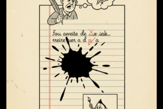 Une feuille d'écriture avec une tache d'encre . Astuces pour enlever les taches d'encre sur papier . 1000astuces.fr