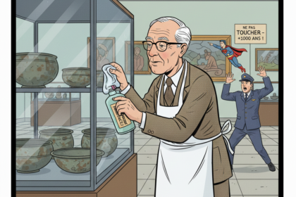 un homme s'apprete à nettoyer des bols en étain vieux de plus de 1000ans . Astuces pour rénover l'étain . 1000astuces .fr