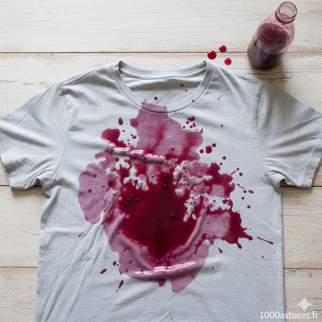 Tache de fruits ou légumes (cerise, tomate, jus de fruit, fruits rouges, betterave, carotte, orange, pêche)