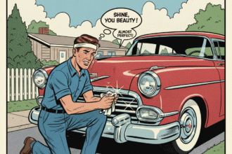 un homme nettoie les chromes de sa voiture 50's . Astuce pour renover naturellement les chromes . 1000astuces.fr