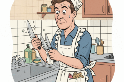 Un homme en train de nettoyer des couteaux en acier . Astuces naturelles pour nettoyer l'acier .1000astuces.fr