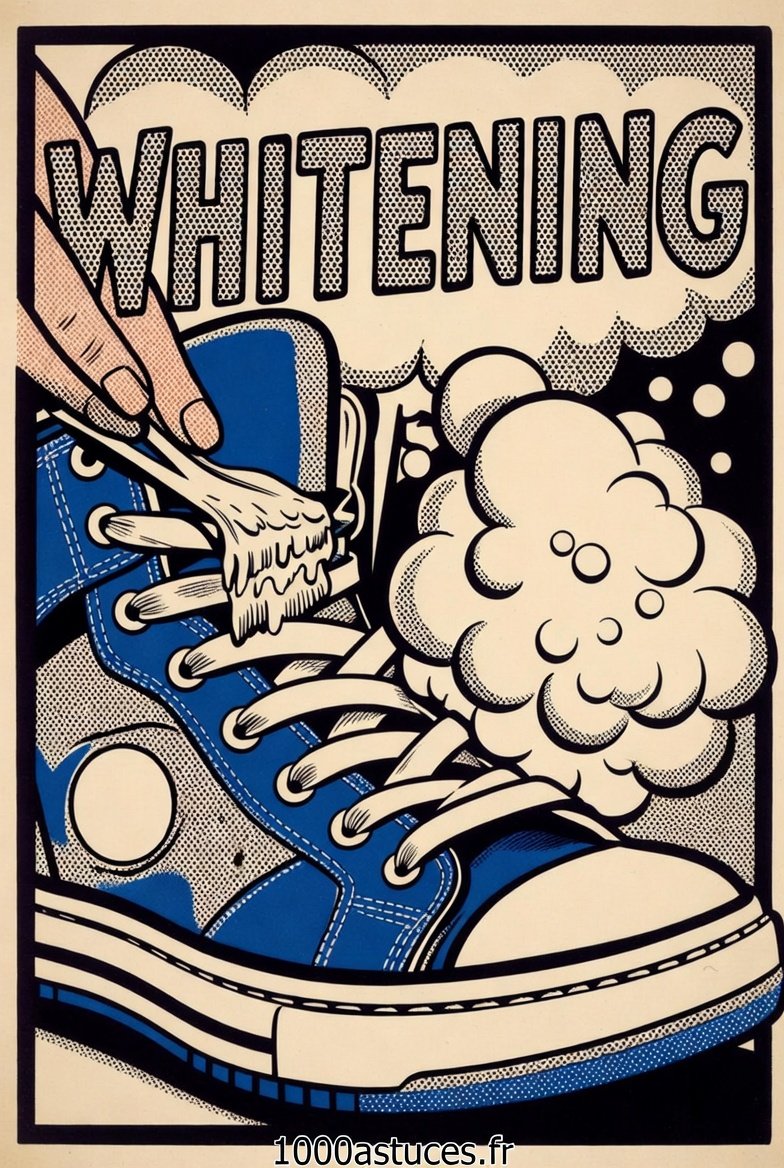 Des baskets blanches grâce à une astuce naturelle .illustration pop art