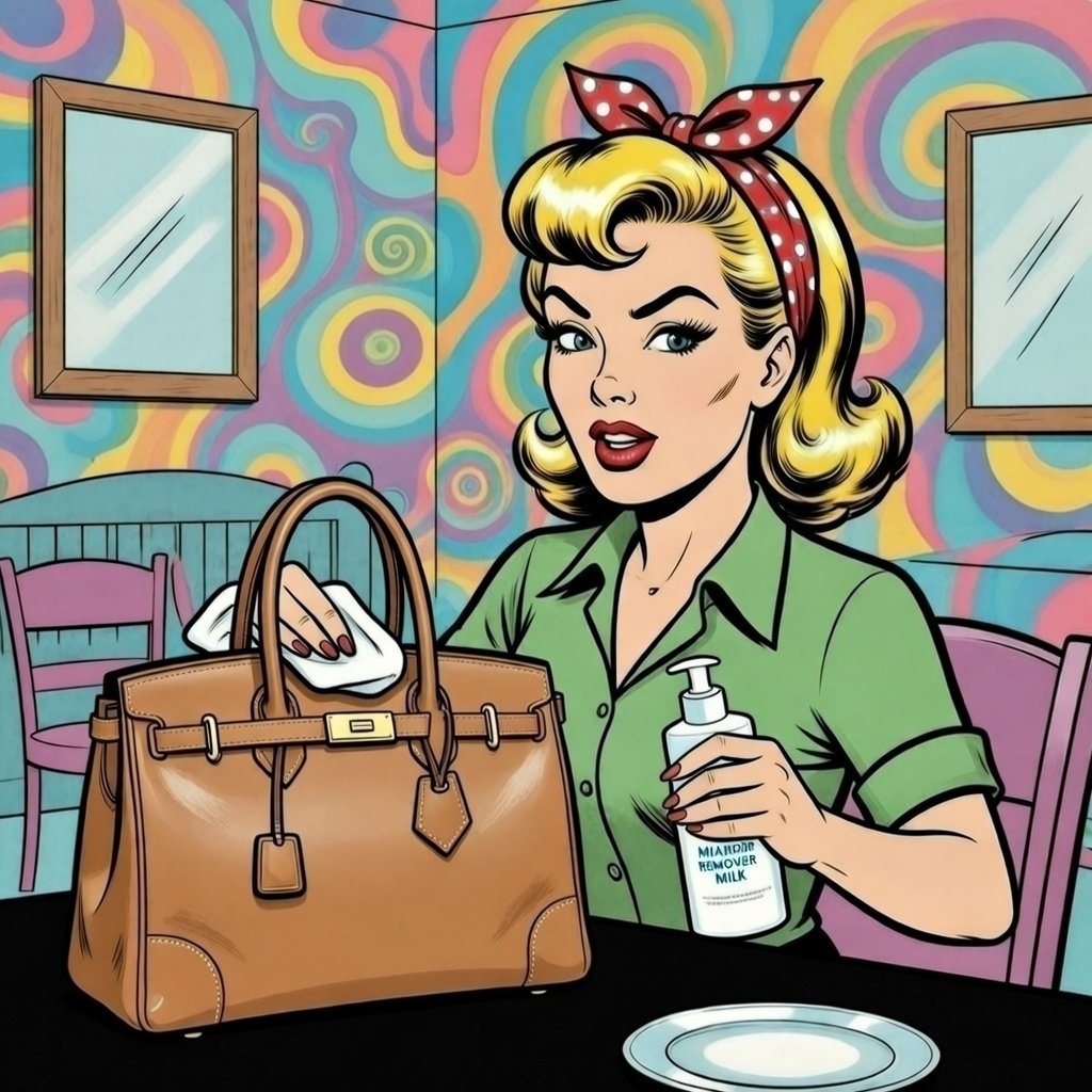 Mina pop nettoie son beau sac Birkin en cuir