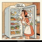 Une jeune femme devant un grigo . Astuces naturelles pour nettoyer et assainir son régriférateur. .1000astuces.fr