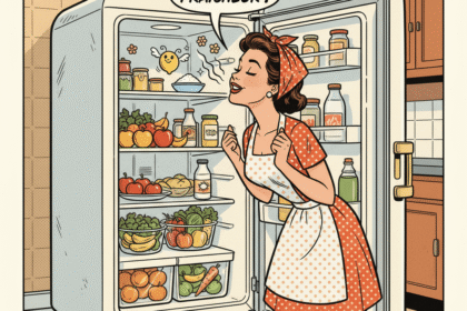 Une jeune femme devant un grigo . Astuces naturelles pour nettoyer et assainir son régriférateur. .1000astuces.fr