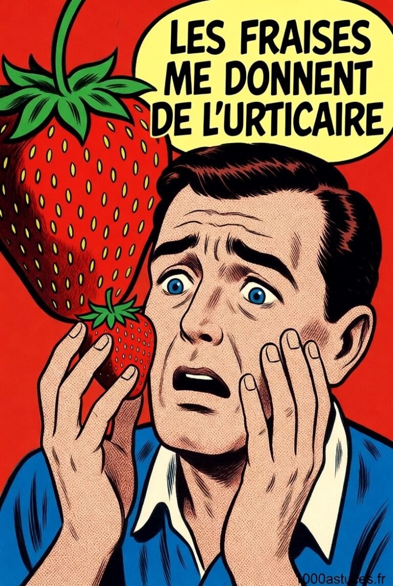 Allergie aux fraises : urticaire après avoir mangé des fraises (illustration).