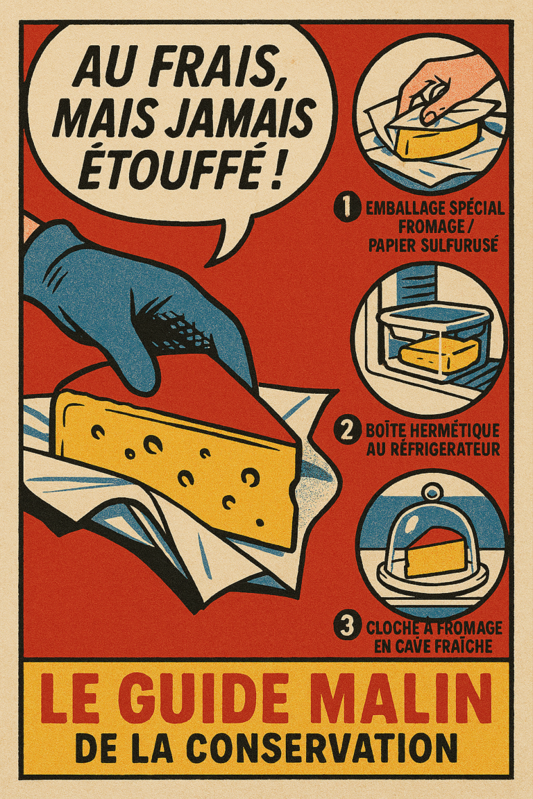 comment conserver un fromage les astuces . Illustration rétro