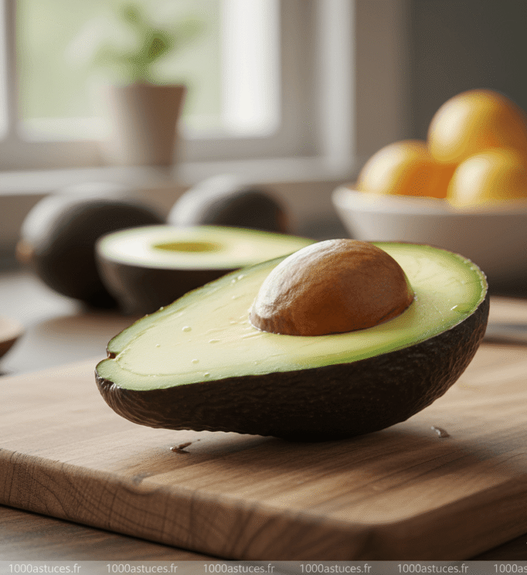 Votre avocat noircit trop vite ? Découvrez des astuces naturelles pour éviter l’oxydation et garder un avocat bien vert plus longtemps. Toutes les méthodes sont sur 1000astuces.fr. #avocat #conservation #antigaspi #cuisine #astucesmaison