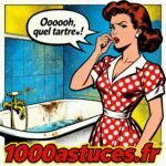 Une femme constate la saleté et le tartre dans sa baignoire. Astuces pour enlever le tartre de la baignoire. 1000astuces.fr