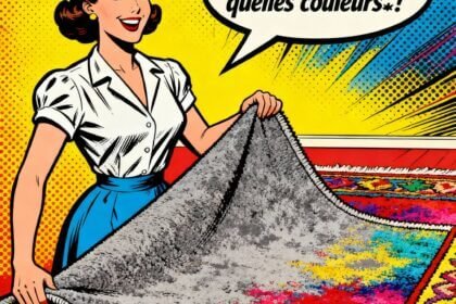 Une femme ravie de retrouver le couleurs de son tapis . astuces pour raviver le couleurs d'un tapis . 1000astuces.fr