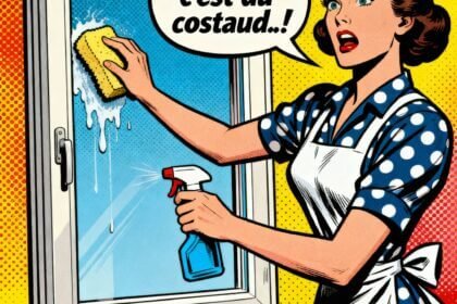 Une femme s'acharne à nettoyer une fenetre pvc. Astuces pour nettoyer des fenetres en pvc. 1000astuces.fr