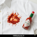 Une tache de harissa ou de sauce piquante ? Voici des méthodes simples pour l’éliminer efficacement, même sur les textiles délicats. Toutes les solutions sont sur 1000astuces.fr. #harissa #tache #épices #nettoyage #textile #astucesmaison