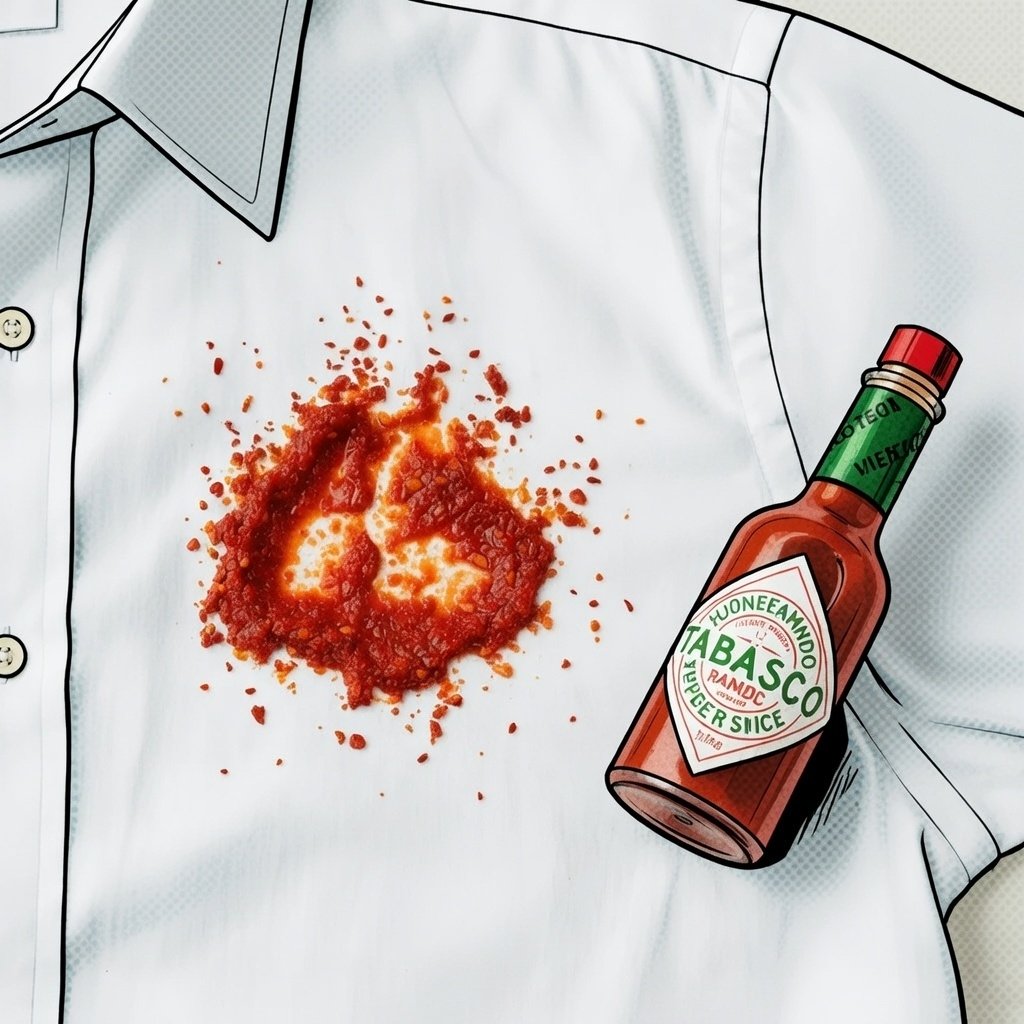 Tache de Harissa ( tabasco) sur une chemise