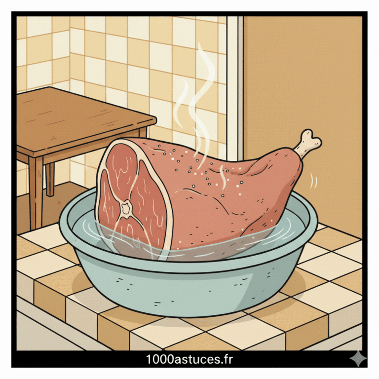 Votre jambon est trop salé ? Découvrez une méthode simple et efficace pour le dessaler sans altérer son goût. Toutes les étapes sont sur 1000astuces.fr. #jambon #cuisine #astucescuisine #charcuterie #recette
