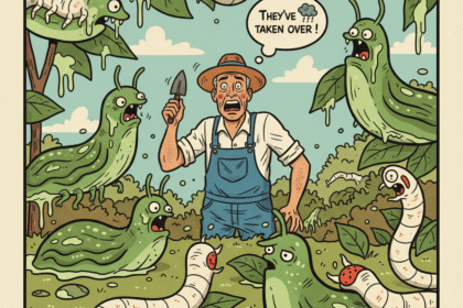 Un homme dans son jardin envahi par asticots et limaces. Astuces pour se debarasser des nuisibles. 1000astuces.fr