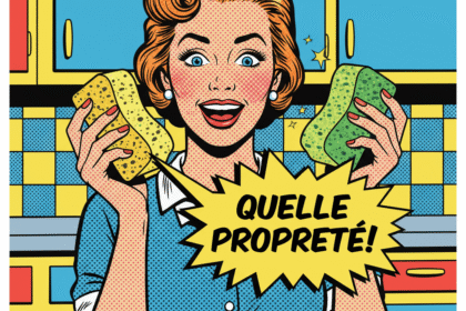 une ménagere ravie d'avoir des eponges propres et saines . Astuces pour nettoyer naturellement eponges et brosses . 1000astuces.fr