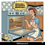 Une ménagère s'extasie devant son four propre. Astuces pour nettoyer naturellement un four très sale .1000astuces.fr