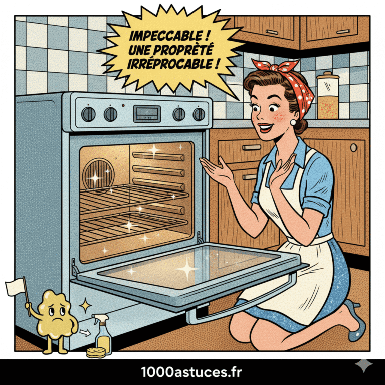 Une ménagère s'extasie devant son four propre. Astuces pour nettoyer naturellement un four très sale .1000astuces.fr