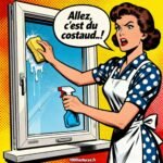 Une femme s'acharne à nettoyer une fenetre pvc. Astuces pour nettoyer des fenetres en pvc. 1000astuces.fr