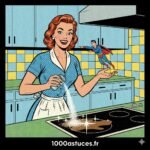 une femme nettoie une plaque de cuisson . Astuces naturelles pour nettoyer et faire briller une plaque de cuisson . 1000astuces.fr