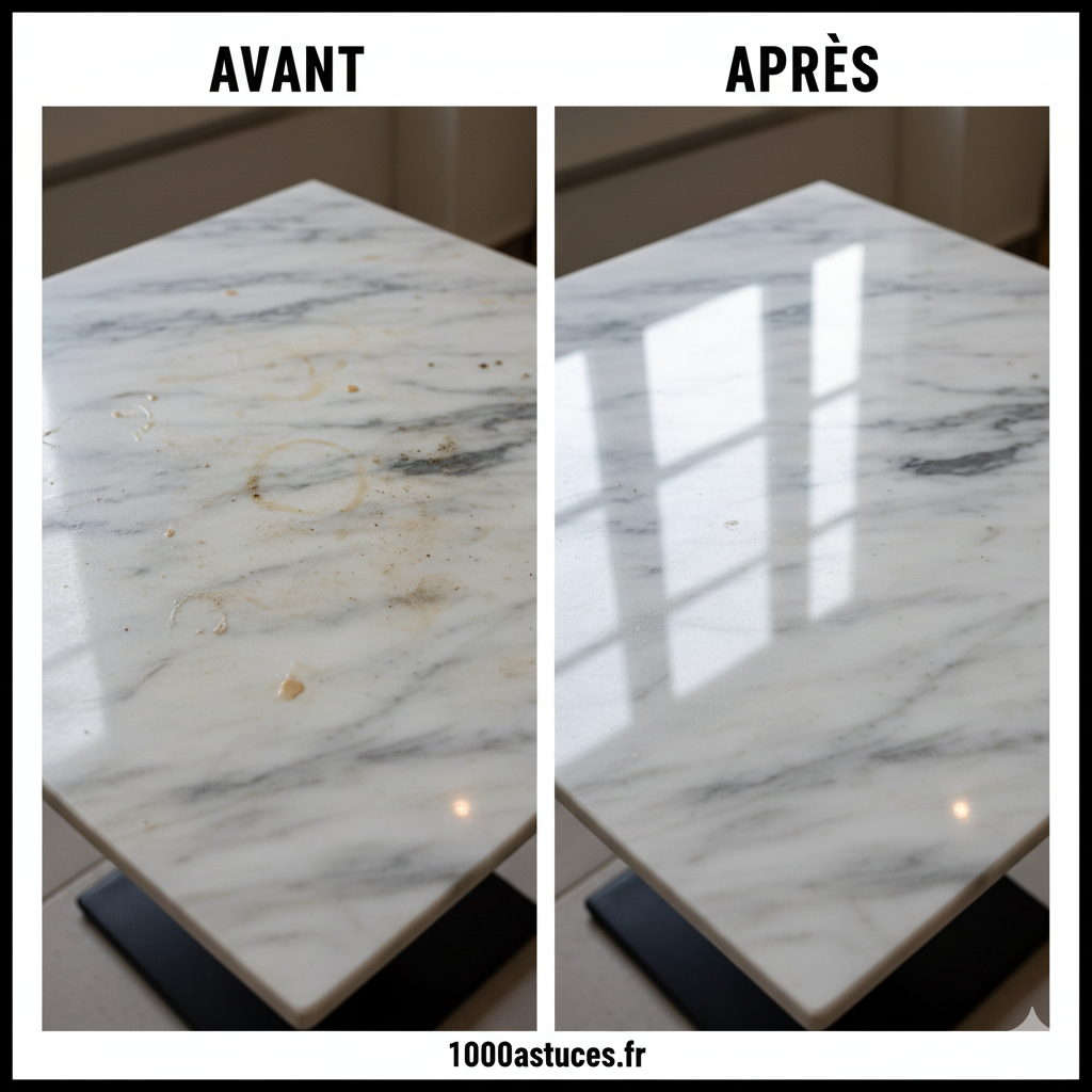 Votre marbre est taché ou terni ? Découvrez des astuces naturelles pour le détacher, le nettoyer et lui redonner tout son éclat sans l’abîmer. Toutes les méthodes sont sur 1000astuces.fr. #marbre #nettoyage #entretien #astucesmaison #pierre