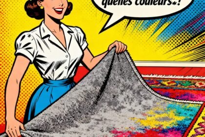 Une femme ravie de retrouver le couleurs de son tapis . astuces pour raviver le couleurs d'un tapis . 1000astuces.fr