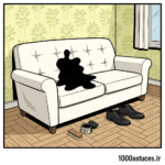 un sofa blanc avec une tache de cirage . Astuces pour enlever les taches de cirage sur textile. 1000astuces.fr
