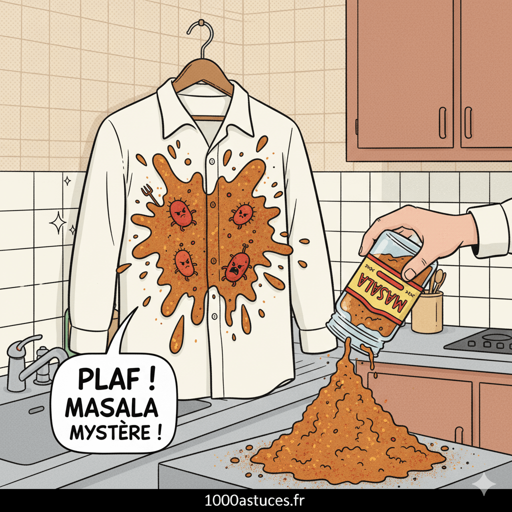 Une chemise tachée avec du massala. Astuces naturelles pour enlever une tache de massala. 1000astuces.fr