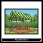 un store de jardin avec du moisi. Astuces pour enlver traces de moisi sur tous rextiles.1000astuces.fr