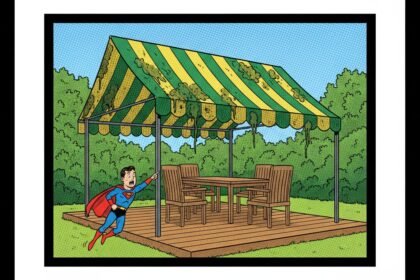 un store de jardin avec du moisi. Astuces pour enlver traces de moisi sur tous rextiles.1000astuces.fr