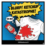 une bouteille de Ketchup renversee sur un t shirt. Astuce natruelle pour enlever tache de ketchup.1000astuces.fr