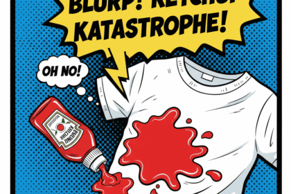 une bouteille de Ketchup renversee sur un t shirt. Astuce natruelle pour enlever tache de ketchup.1000astuces.fr