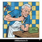 un vieil homme souffre en voulant visser . Astuces contre les vis recalcitrante avec du savon de Marseille . 1000astuces.fr