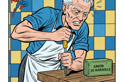 un vieil homme souffre en voulant visser . Astuces contre les vis recalcitrante avec du savon de Marseille . 1000astuces.fr