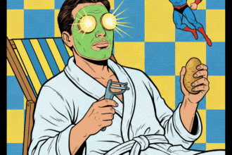 un homme applique des rondelles de pomme de terre sur les yeux . Astuces anti-cernes naturelle . 1000astuces.fr