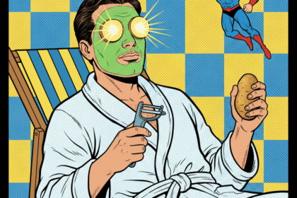 un homme applique des rondelles de pomme de terre sur les yeux . Astuces anti-cernes naturelle . 1000astuces.fr