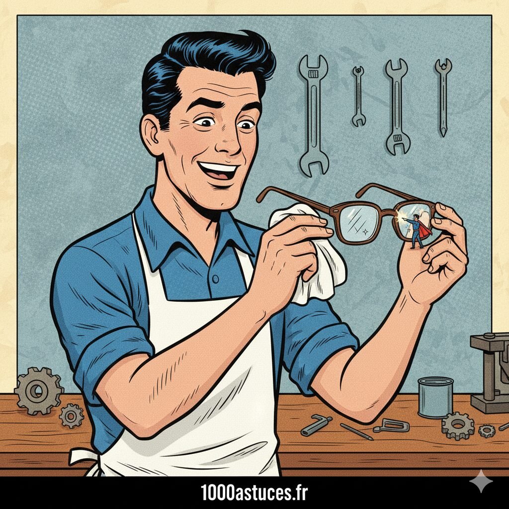 un homme nettoie ses lunettes. Astuces naturelles pour attenuer les rayures sur vos lunettes. 1000astuces.fr