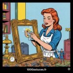 Une jeune femme rénove un cadre doré dans son atelier . méthode pas à pas pour restaurer un cadre doré . 1000astuces.fr