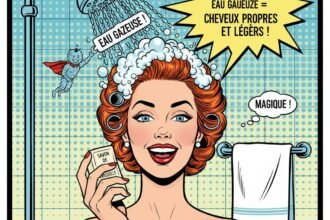 une jeune femme prend une douche et veut avoir les cheveux legers. Astuces avec eau gazeuse pour les cheveux . 1000astuces.fr