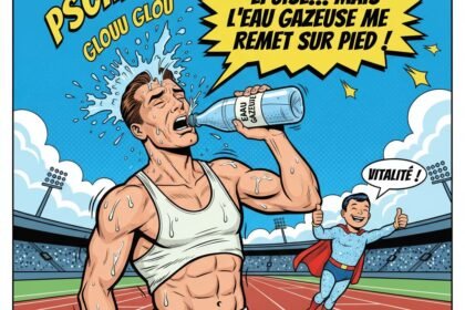 un athlète se désaltère avec de l'eau gazeuse . Atsuce pour bien récupérer après le sport .1000astuce.fr