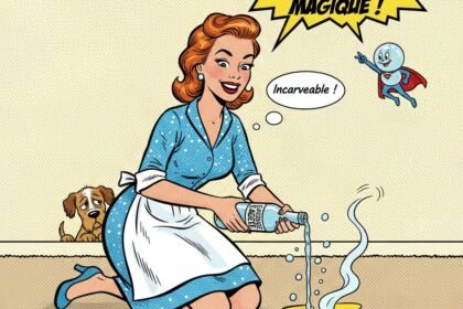 une jeune femme nettoie une tache d'urine . Astuce pour enlever une tache d'urine avec de l'au gazeuse . 1000astuces.fr