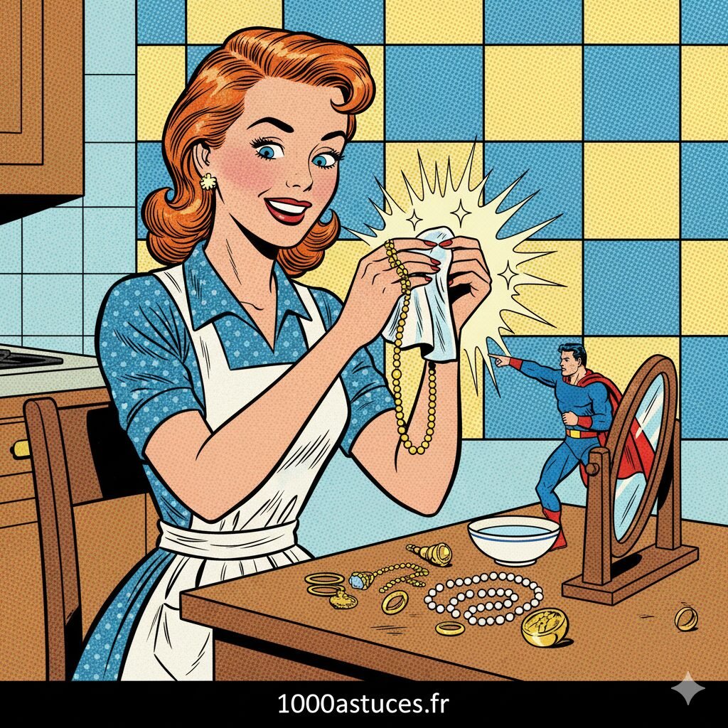 une jeune femme nettoie son collier en or. Astuces naturelle pour faire briller l'or . 1000astuces.fr