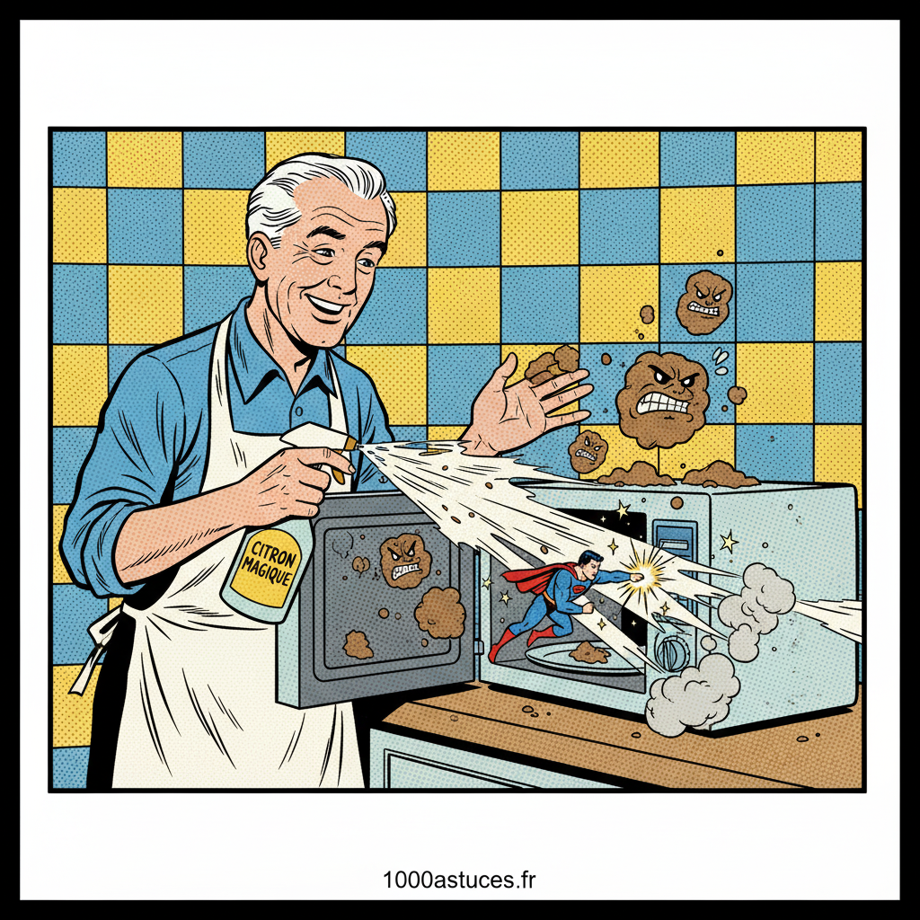 un vieil homme nettoie son four à micro-ondes . Astuces naturelles pour nettoyer micro-ondes .1000astuces.fr