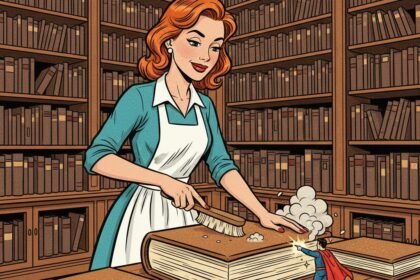 une jeune femme nettoie les tranches d'un livre. Astuces naturelles et securisées.1000astuces.fr