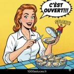 une jeune femme ouvre des huitres . Astuce pour ouvrir les huitres facilmeent .1000astuces.fr