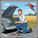 un homme en panne d'essence se tache la chemise. Astuces naturelles pour enlever une tache d'essence. 1000astuces.fr