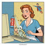 Une jeune femme faitt la chasse aux bactéries sur le clavier de son ordinateur , Astuces pour nettoyer le clavier . 1000astuces.fr